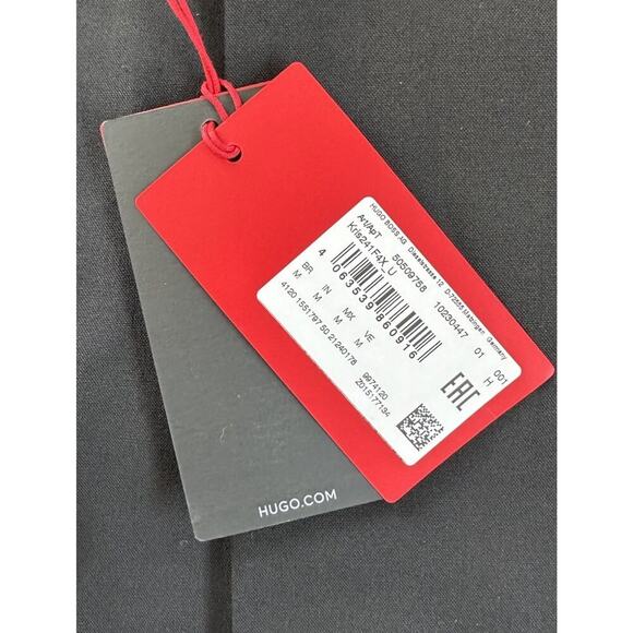 NWT Hugo Double Breasted Button Suit Jacket Size Medium Men’s Black Flame Detail - Picture 5 of 10